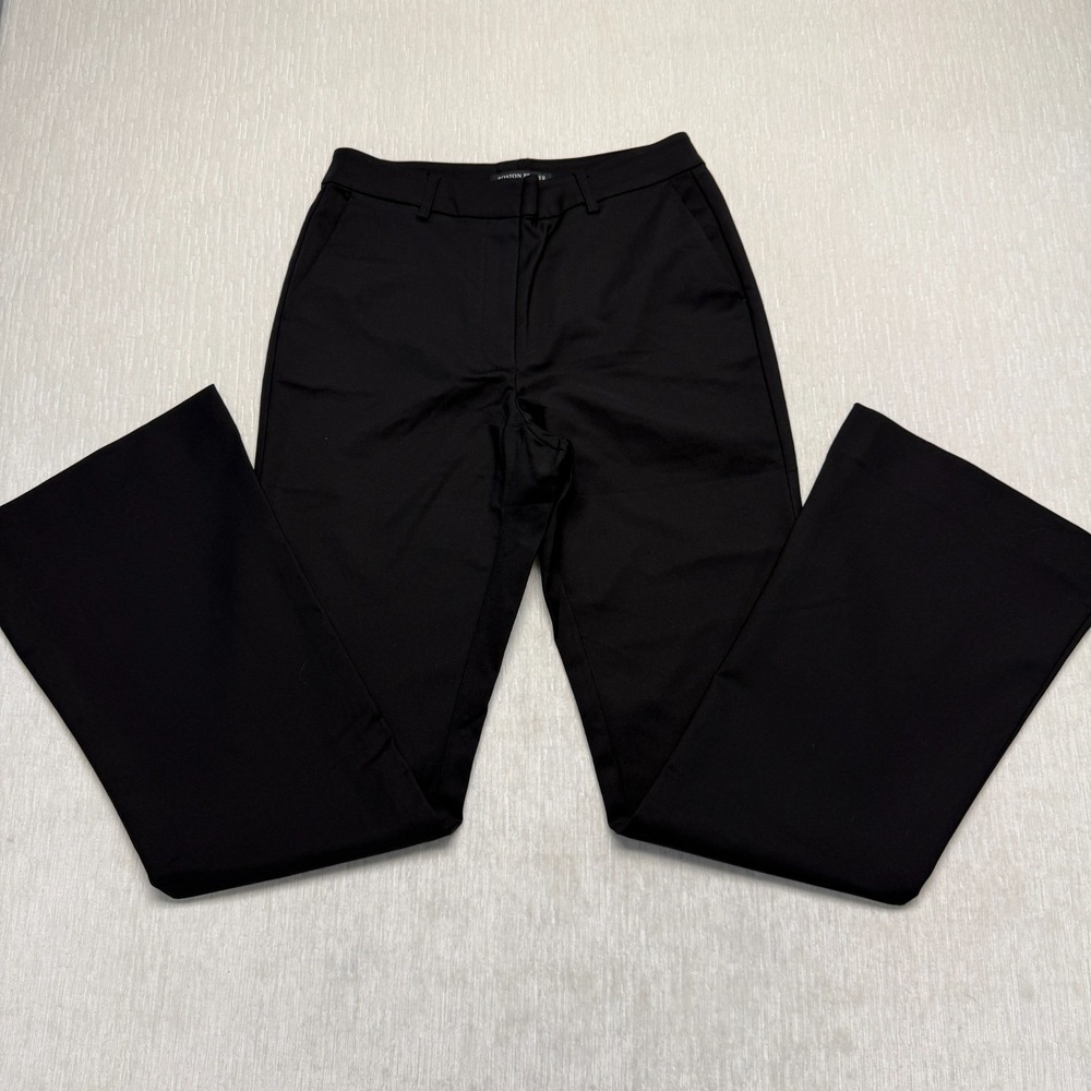 Boston Proper Dress Pants Womens 8 Black Modal Stretch Formal Flare Leg Mid Rise